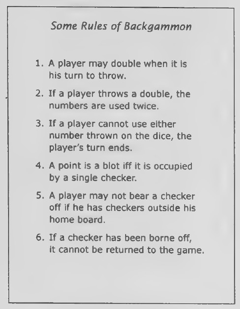 Transparency 2-R-3: Some rules of backgammon