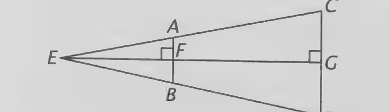 Figure on page 366 — Similar right triangles used to measure an inaccessible distance (points A, B, E, F marked)