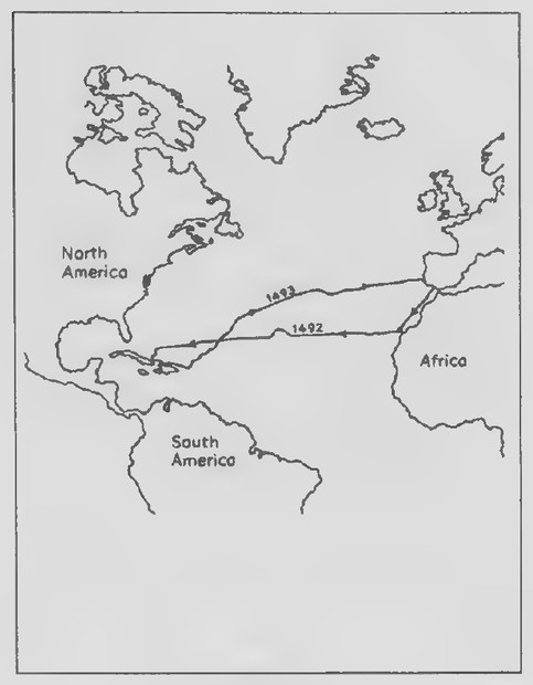 Transparency 13-3-1: Map: Voyage of Columbus
